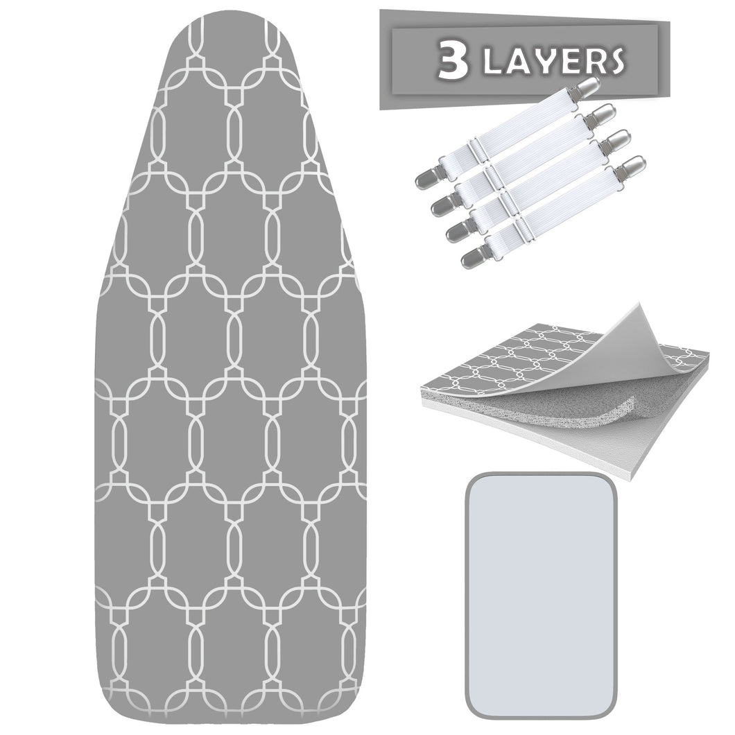 TriFusion Silicone Ironing Board Cover - Scorch Proof with Bonus Adjustable Fasteners and Protective Mesh (18