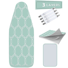 Load image into Gallery viewer, TriFusion Silicone Ironing Board Cover - Scorch Proof with Bonus Adjustable Fasteners and Protective Mesh (18&quot; X 49&quot; - Green)
