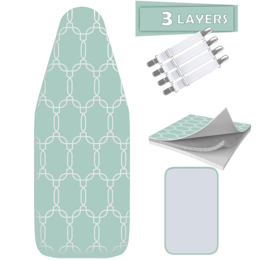 TriFusion Silicone Ironing Board Cover - Scorch Proof with Bonus Adjustable Fasteners and Protective Mesh (18