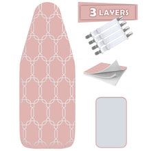 Load image into Gallery viewer, TriFusion Silicone Ironing Board Cover - Scorch Proof with Bonus Adjustable Fasteners and Protective Mesh (18&quot; X 49&quot; - Pink)
