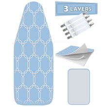 Load image into Gallery viewer, TriFusion Silicone Ironing Board Cover - Scorch Proof with Bonus Adjustable Fasteners and Protective Mesh (18&quot; X 49&quot; - Light Blue)
