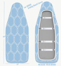 Load image into Gallery viewer, TriFusion Silicone Ironing Board Cover - Scorch Proof with Bonus Adjustable Fasteners and Protective Mesh (18&quot; X 49&quot; - Light Blue)
